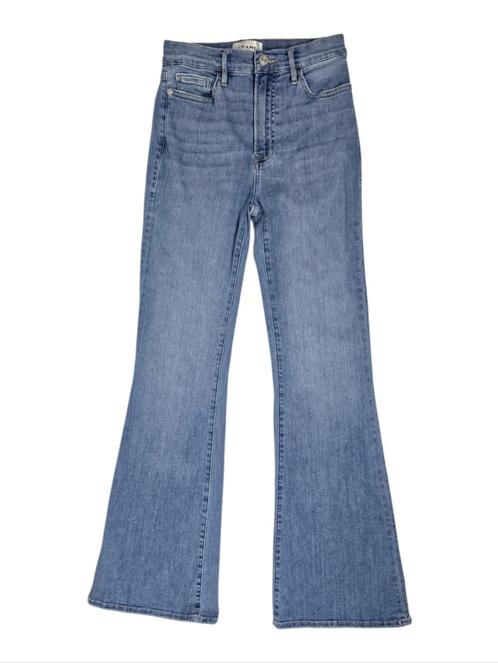 FRAME Le Easy Flare Jeans Women's 25 High Rise Stretch Light Wash Blue Denim